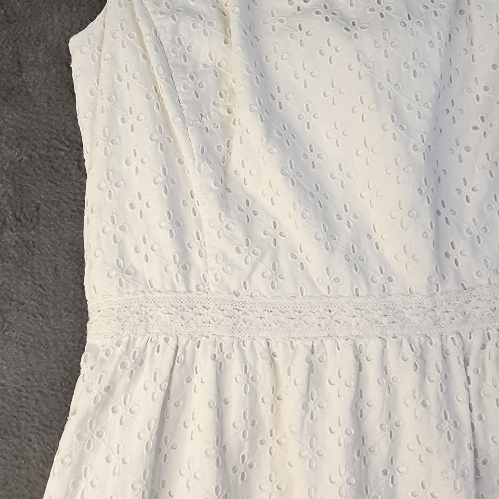Vineyard Vines Womens White Eyelet Lace Sleeveless Dress Size 10 Feminine Preppy - Picture 5 of 16